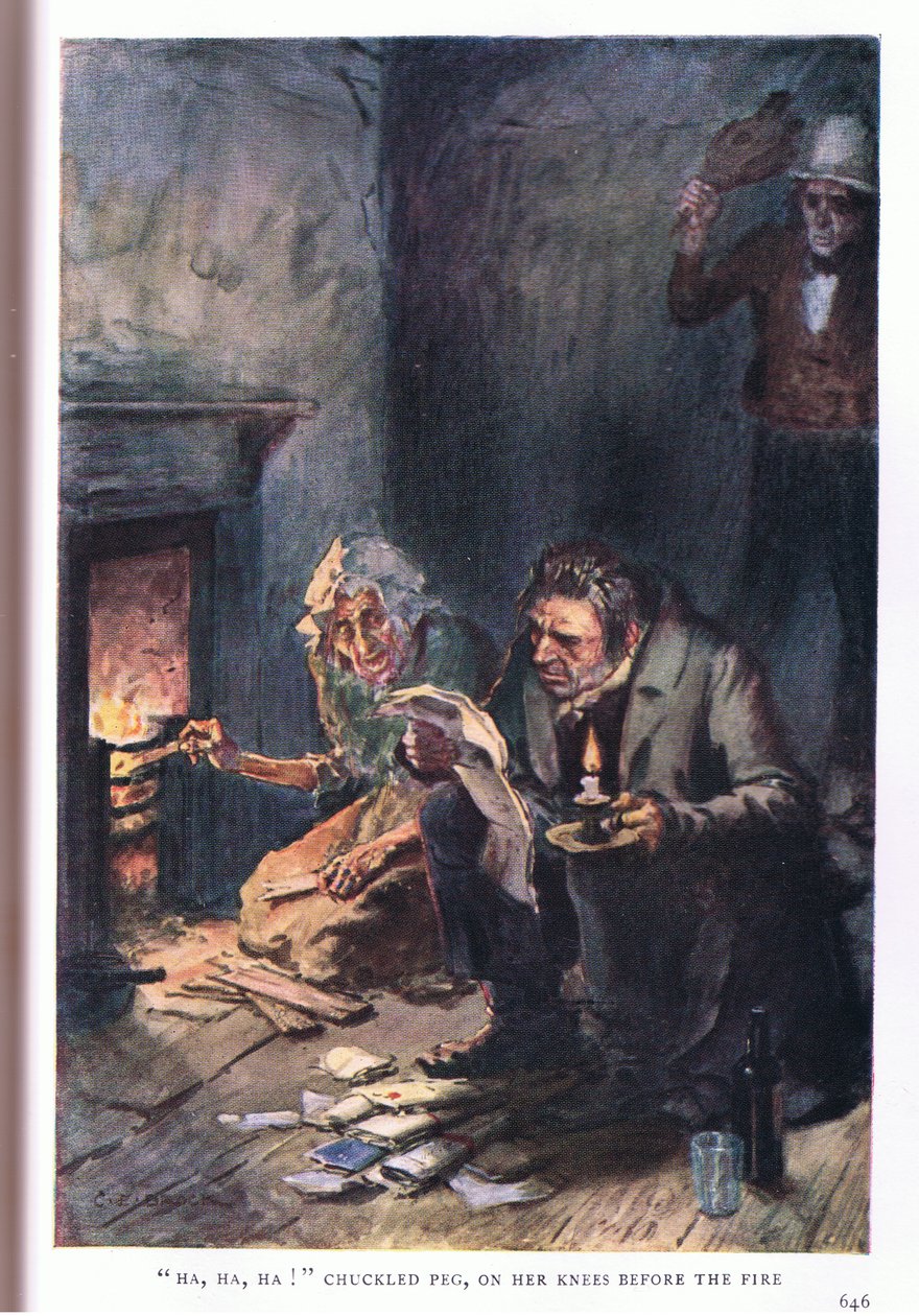 Ha, ha, ha! naurahti Peg polvillaan tulen edessä tekijältä Charles Edmund Brock