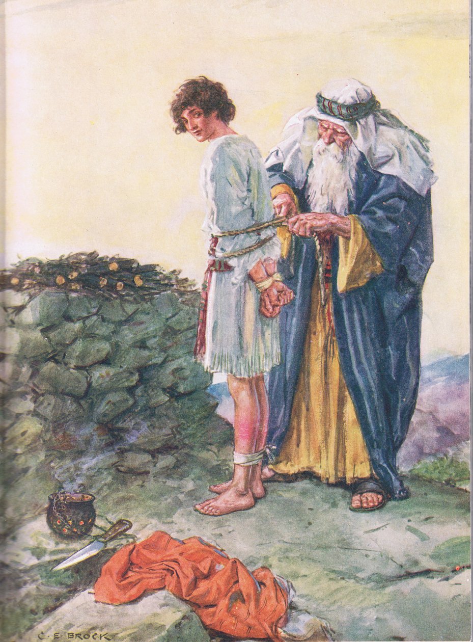 Kuoleeko Isaac? kuvitus julkaisusta Through the Bible, Virtue Publishing, 1928 tekijältä Charles Edmund Brock