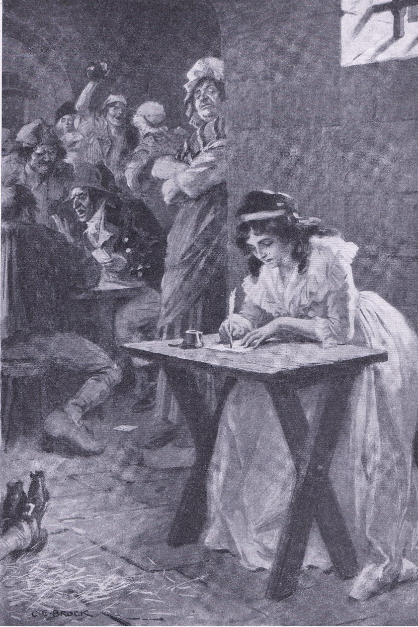 Madame Roland kirjoittaa tyttärelleen My Magazinesta, pub.1922 (litho) tekijältä Charles Edmund Brock