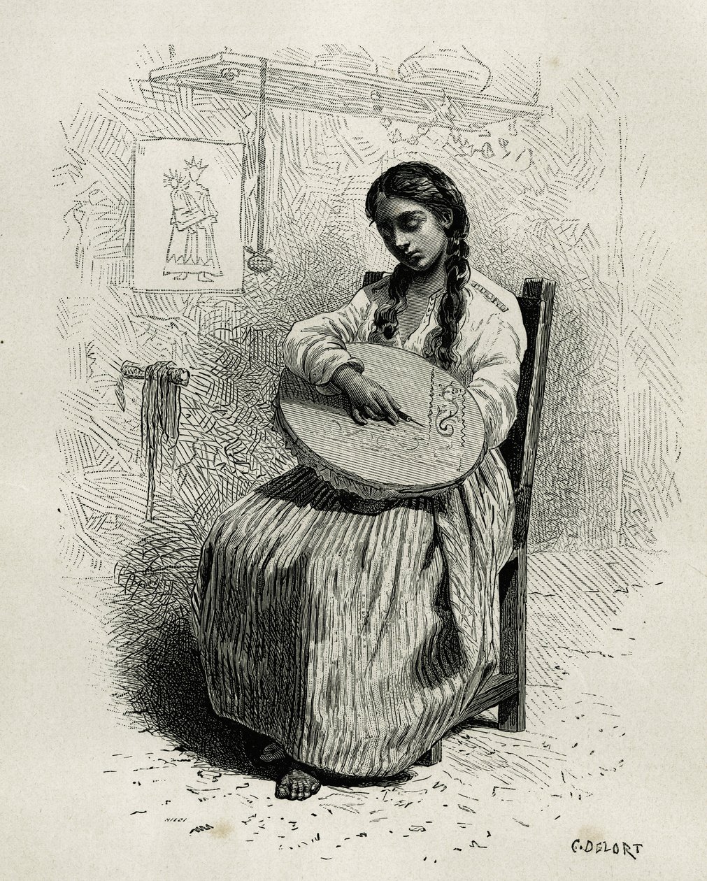 Brodeeraaja Salentossa, Quindion alueella (Kolumbia), kaiverrus Ch.Delort, havainnollistamaan E.Andren tarinaa America Equinoxialesta, Ranskan hallituksen lähetystyö, julkaistu tour du mondessa, Edouardin johdolla. Charto tekijältä Charles Edouard Delort