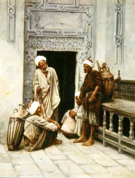 Arab Water-Carriers at Rest (öljy kankaalle) tekijältä Charles Edouard Lemaitre