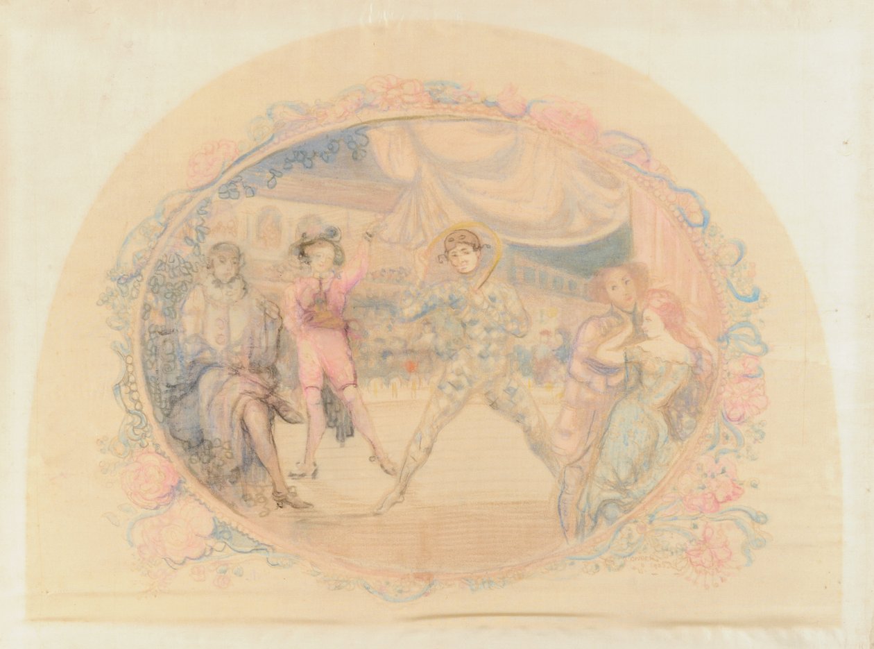 Harlequin SAmuse, 1905 (wc paperilla) tekijältä Charles Edward Conder