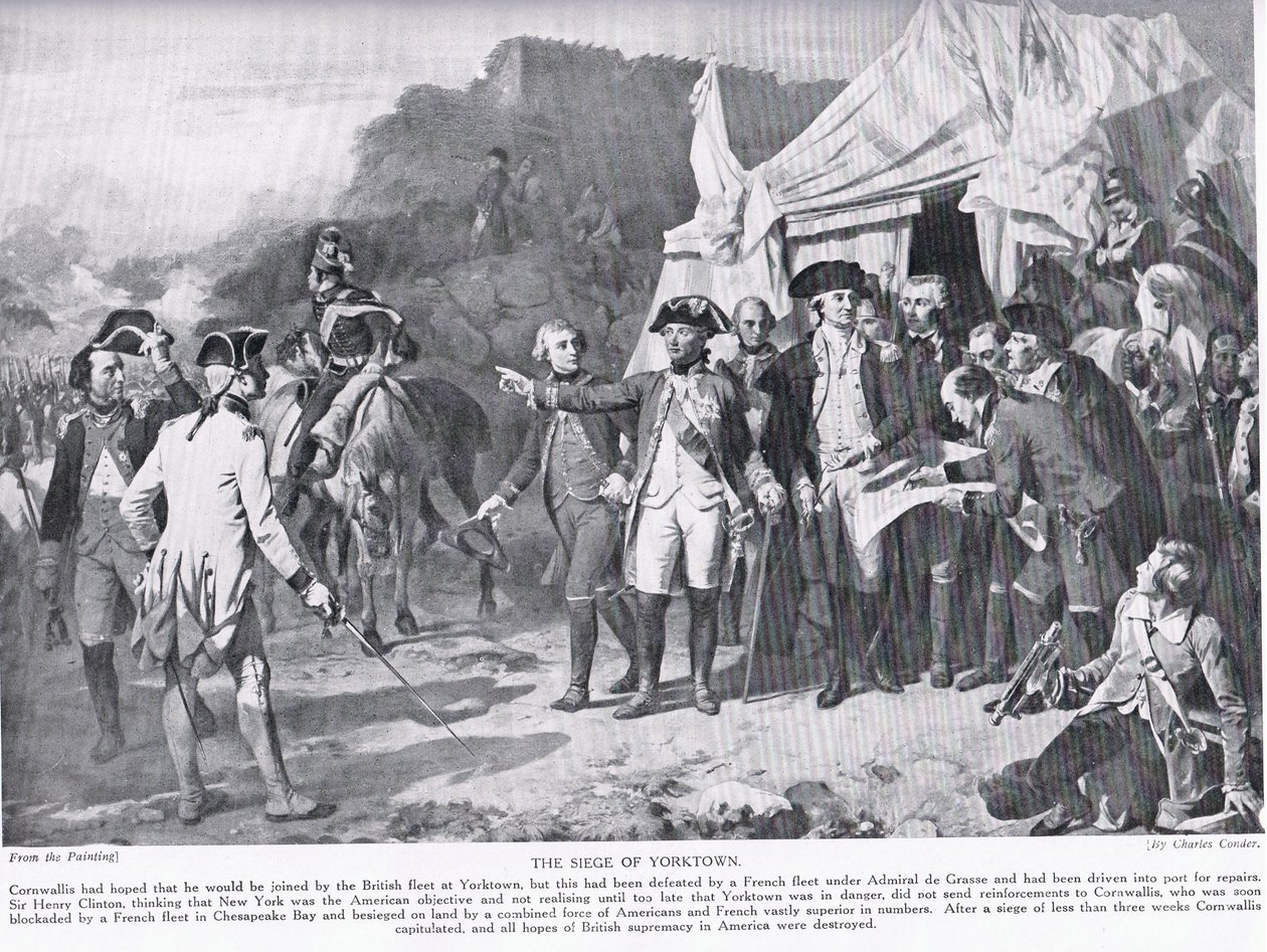 Yorktownin piiritys, kuva Hutchinsonin kansojen historiasta tekijältä Charles Edward Conder