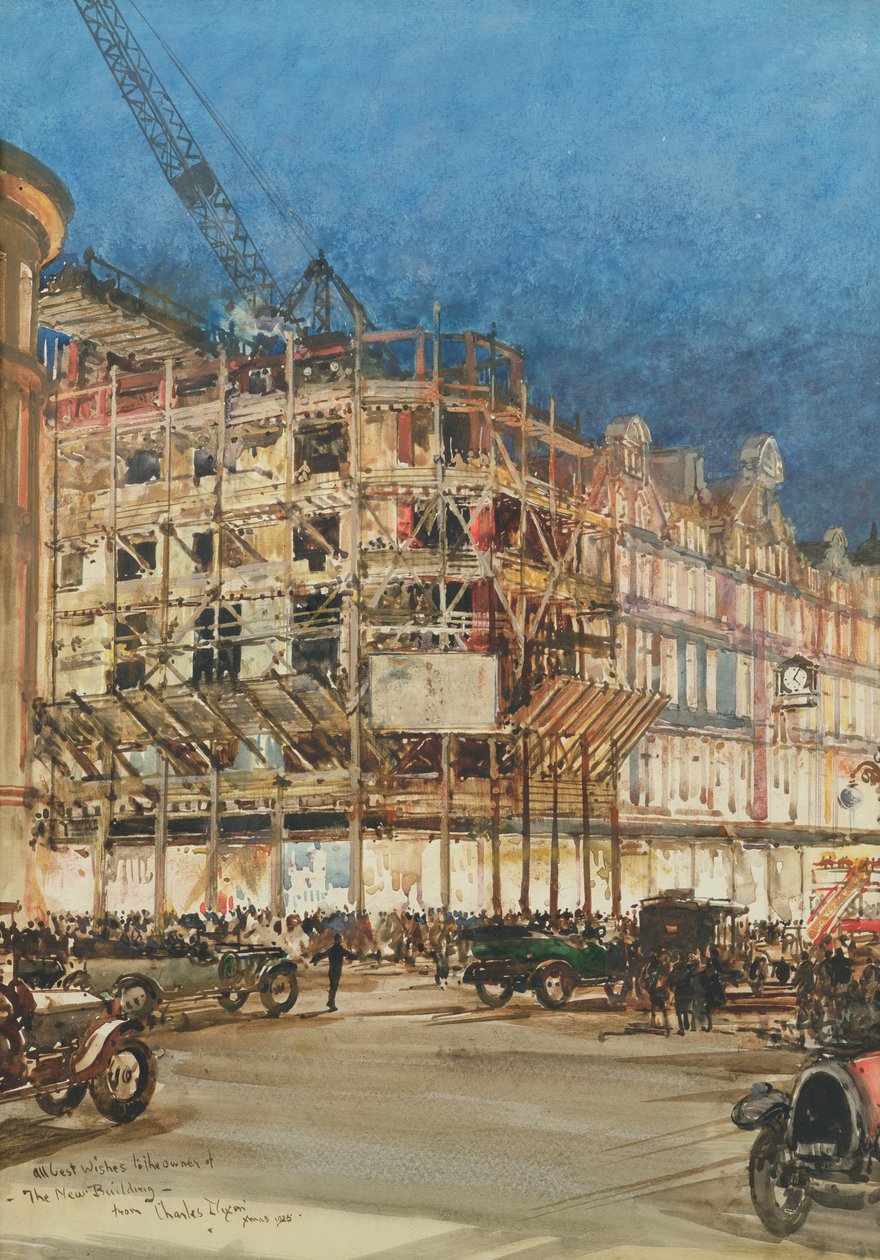 Uuden rakennuksen rakentaminen Bourne and Hollingsworthille, Oxford Street, Lontoo tekijältä Charles Edward Dixon