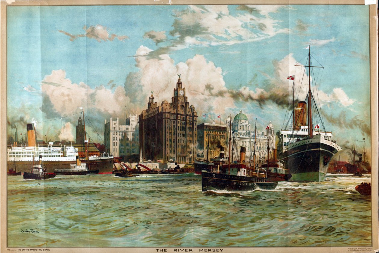 Mersey-joki sarjasta "Western Gateway to the Empire" tekijältä Charles Edward Dixon