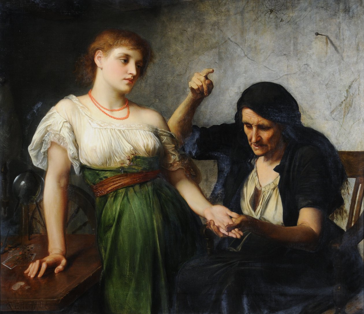 Fortune Teller (öljy kankaalle) tekijältä Charles Edward Halle