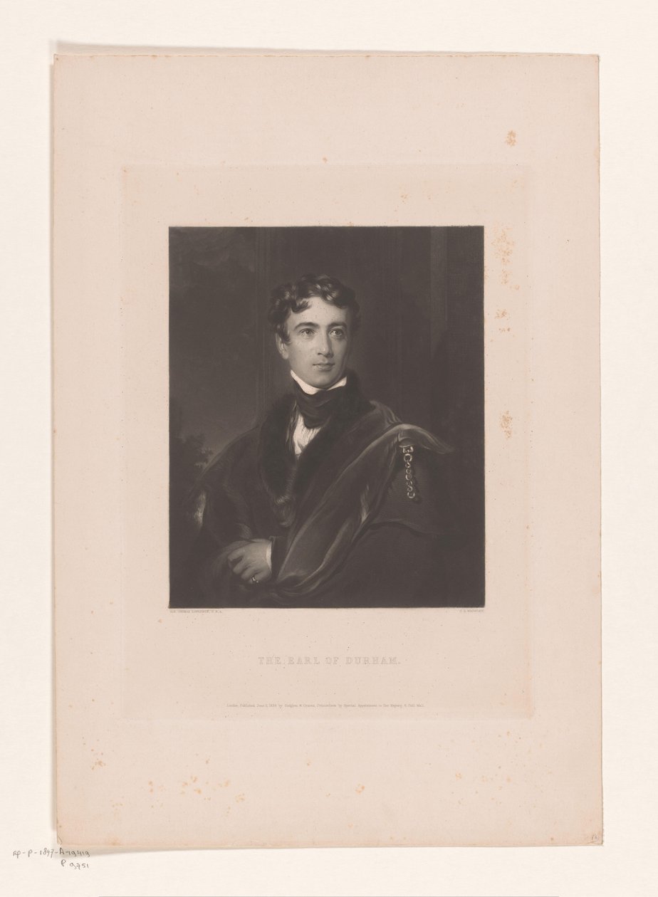 Muotokuva John George Lambton Earl of Durham (nimi esineessä) tekijältä Charles Edward Wagstaff