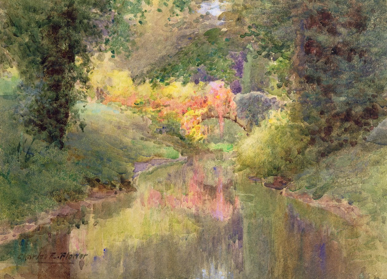 Syksy puutarhassa Hoghton Towerissa Lancashiressa tekijältä Charles Edwin Flower
