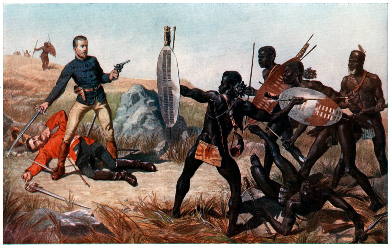 Tapahtuma Isandlwanan taistelussa, englantilais-zulu-sota, 22. tammikuuta 1879 tekijältä Charles Edwin Fripp