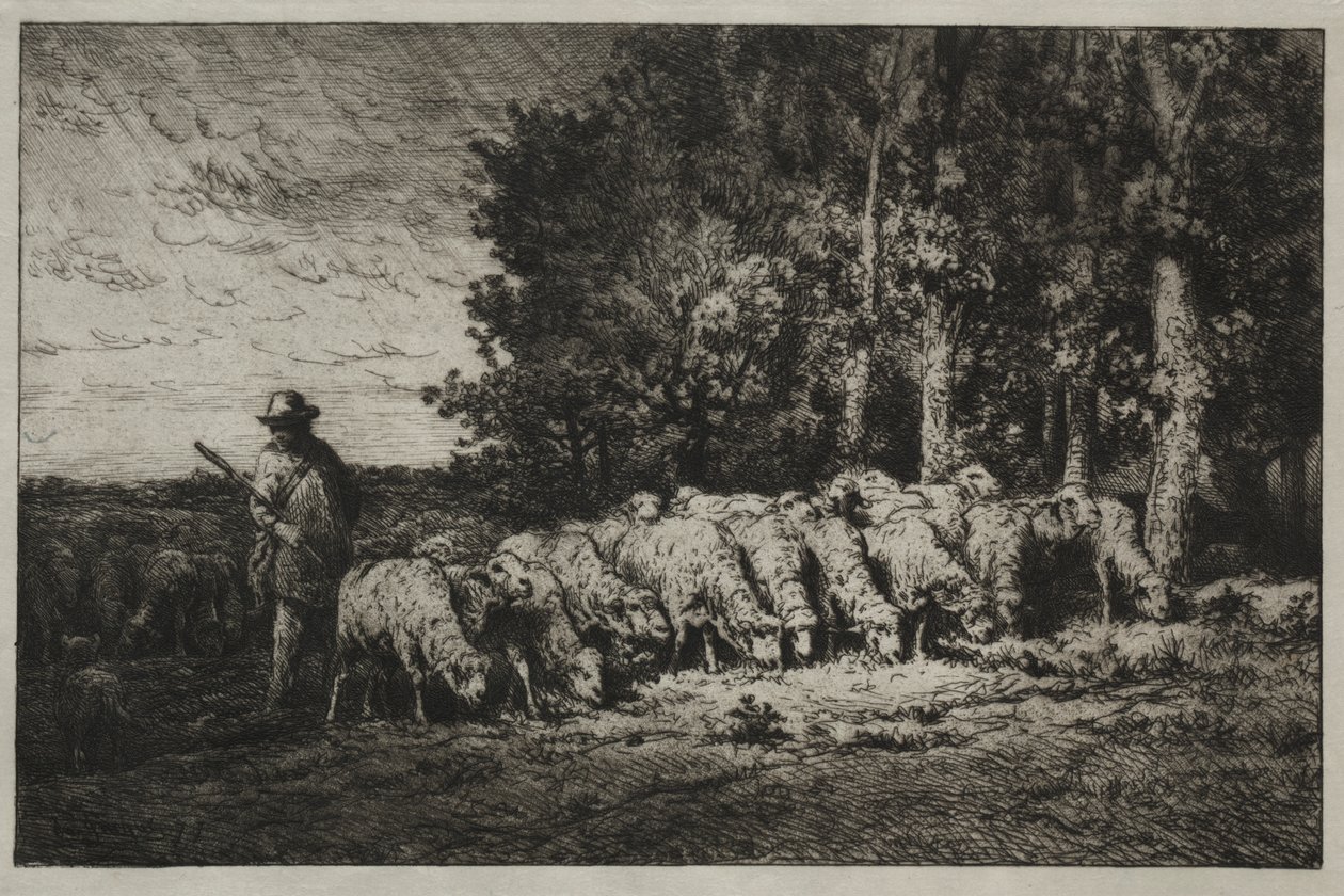 Lauma metsän reunalla tekijältä Charles Emile Jacque