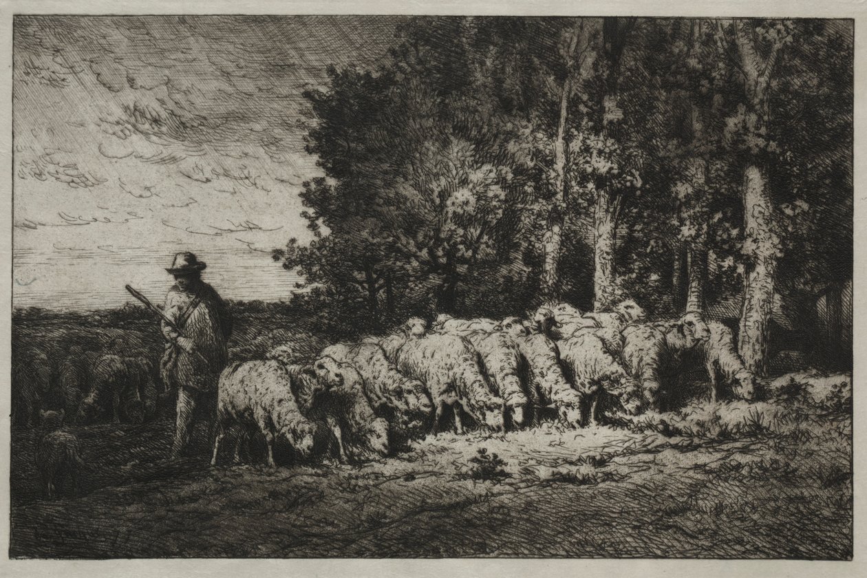 Lauma metsän reunassa, 1880. tekijältä Charles Emile Jacque