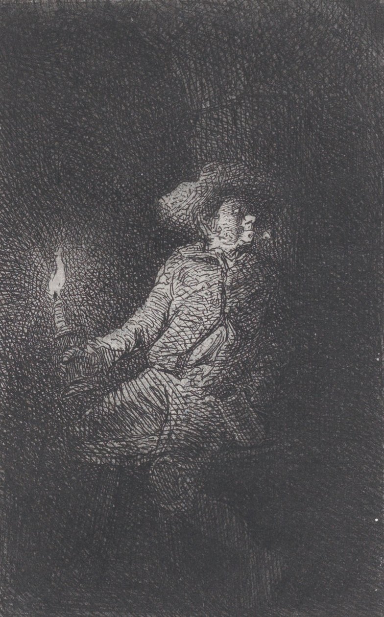 Mies luolassa, 1842. tekijältä Charles Emile Jacque