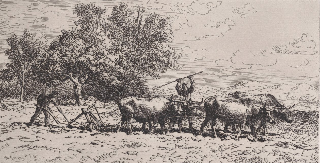 Härkäryhmä, 1868. tekijältä Charles Emile Jacque