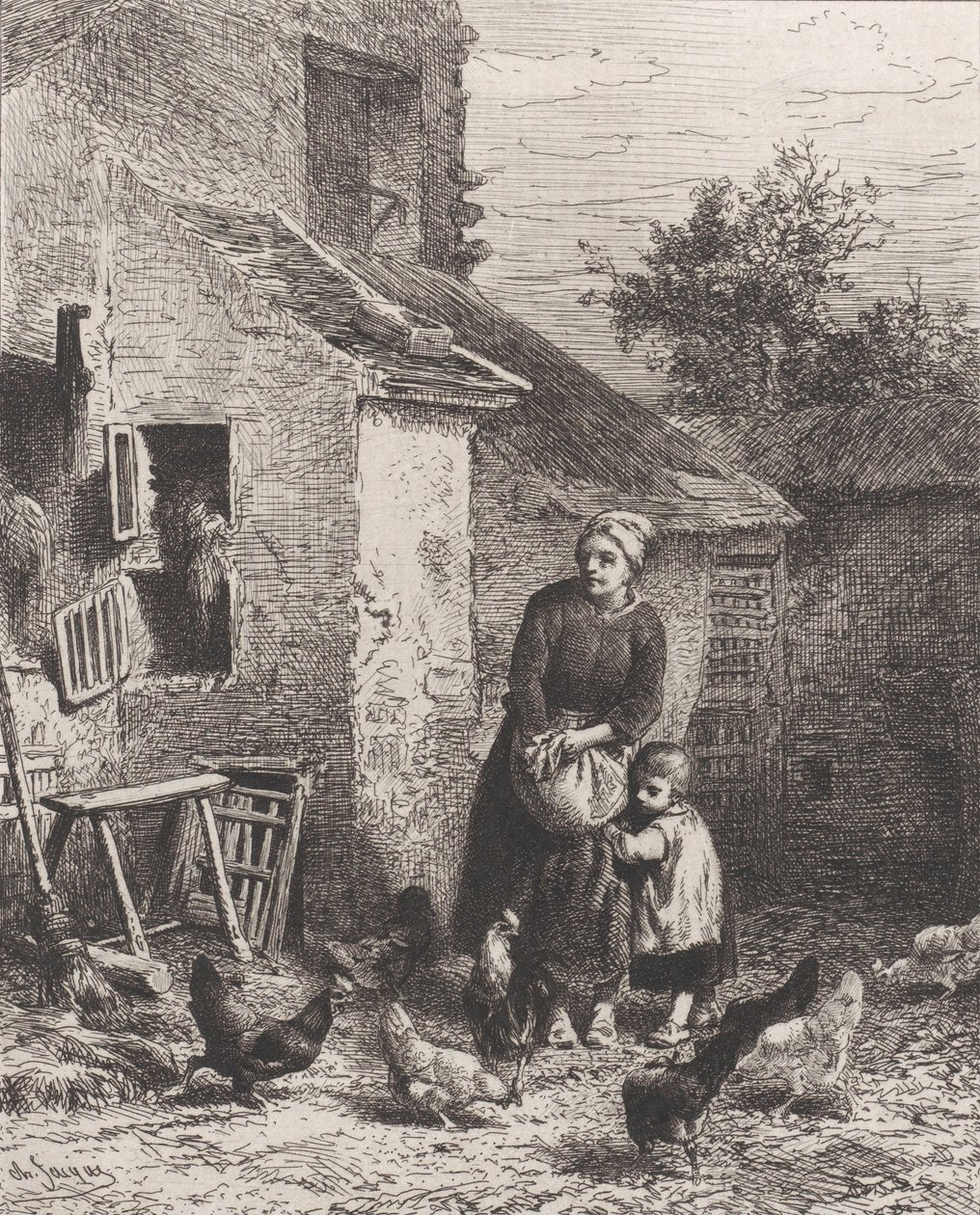 Pihan kulma, 1864. tekijältä Charles Emile Jacque