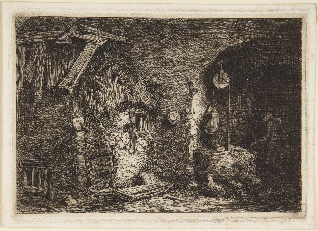 Maalaistalon sisätila tekijältä Charles Emile Jacque