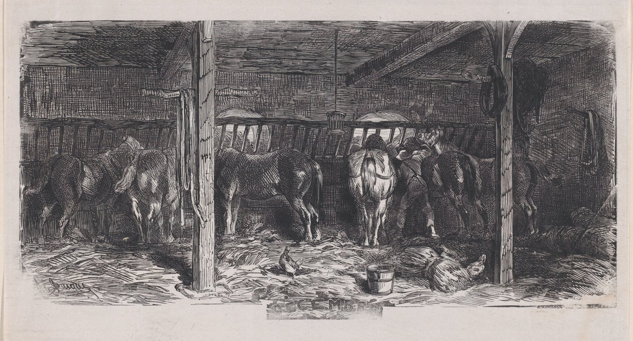 Joulukuuta Album of Rustic Subjects, 1859. tekijältä Charles Emile Jacque