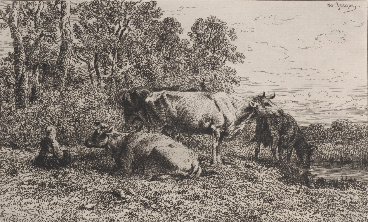 Hollannin lehmät, 1864. tekijältä Charles Emile Jacque