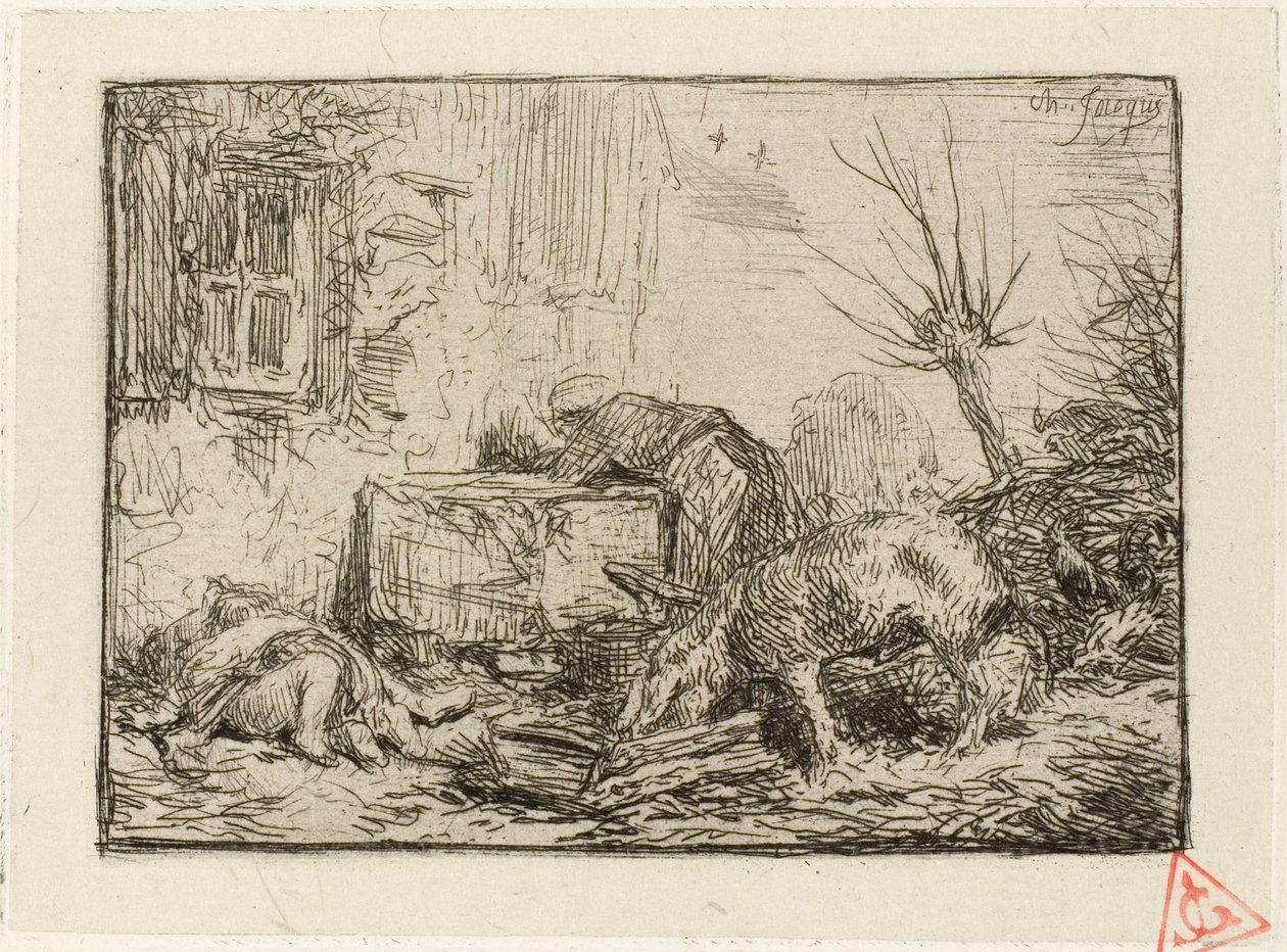 Maatilan piha tekijältä Charles Emile Jacque