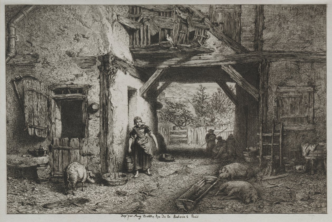 Maatilan sisustus tekijältä Charles Emile Jacque