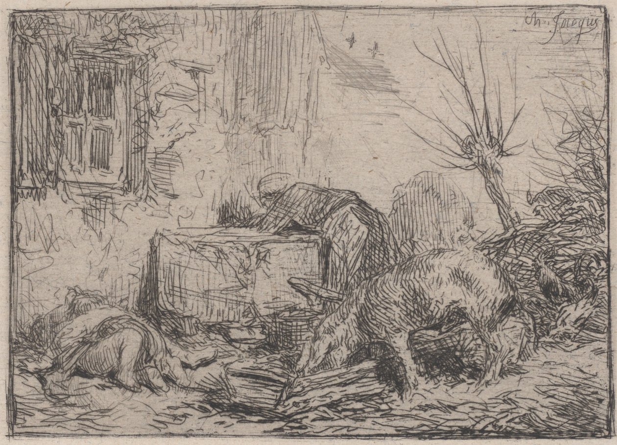 Maatila, n. 1845. tekijältä Charles Emile Jacque