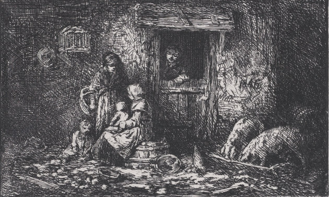 Portti tilalle, n. 1850. tekijältä Charles Emile Jacque