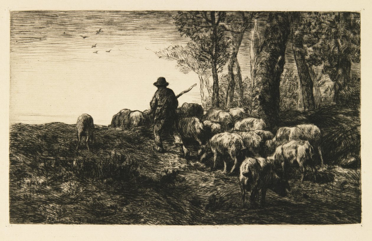 Sikalauma sikapaimen kanssa tekijältä Charles Emile Jacque