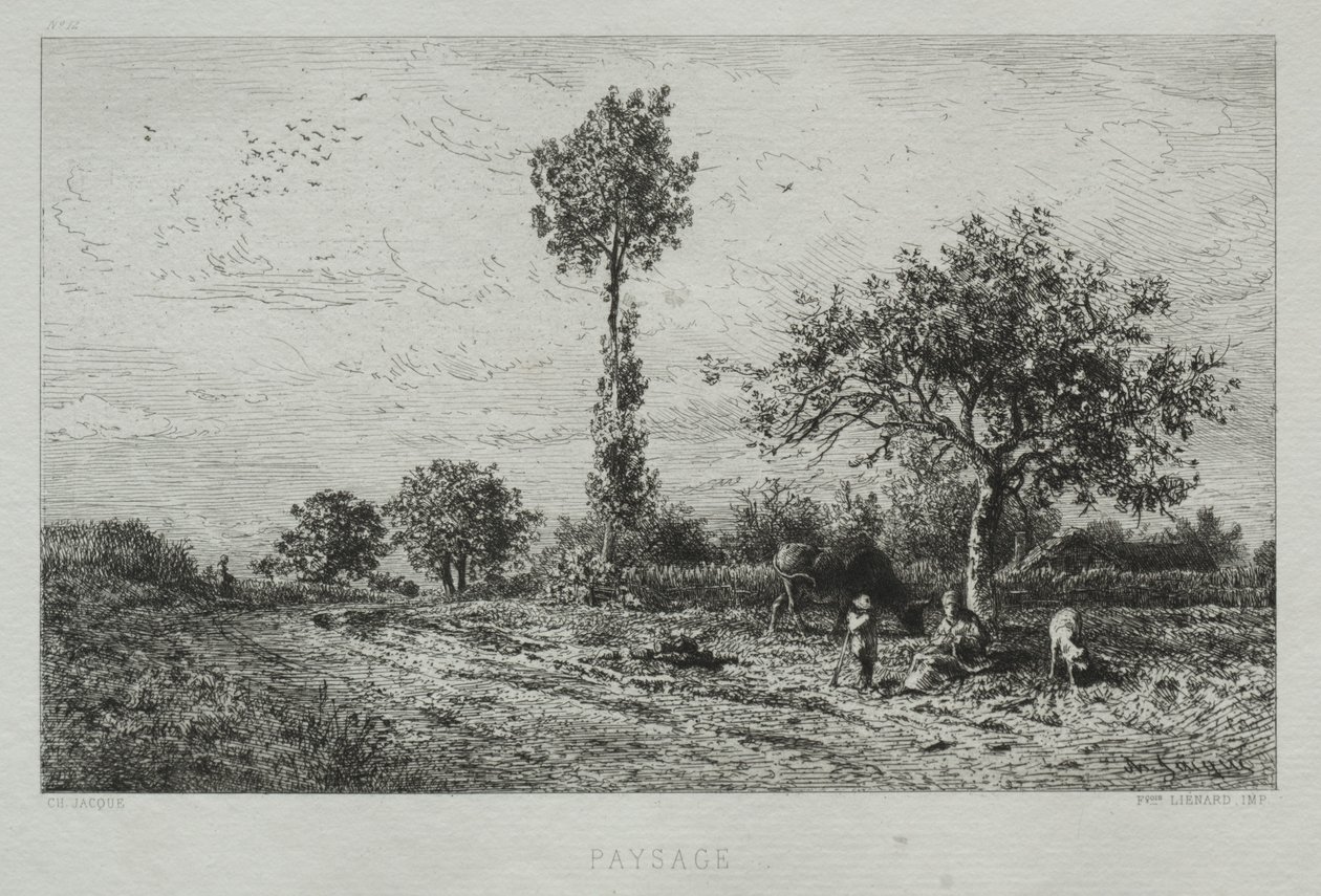 Maisema. tekijältä Charles Emile Jacque
