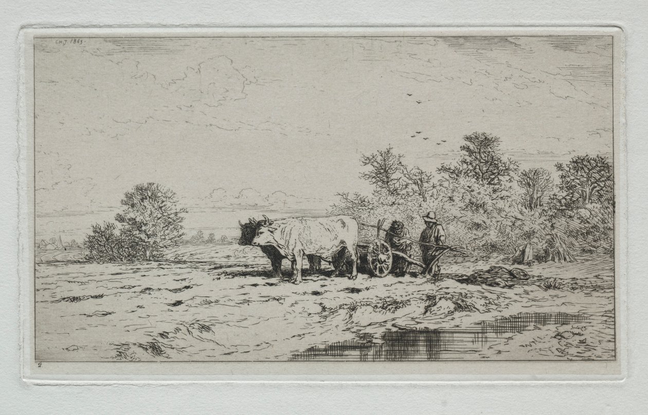Maisema, työläiset, 1845. tekijältä Charles Emile Jacque