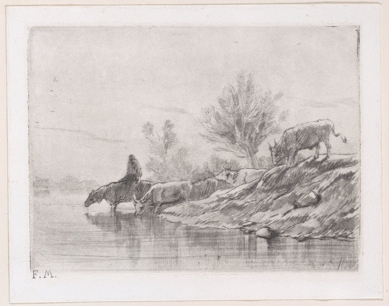 Maisema karjan kanssa, 1848. tekijältä Charles Emile Jacque