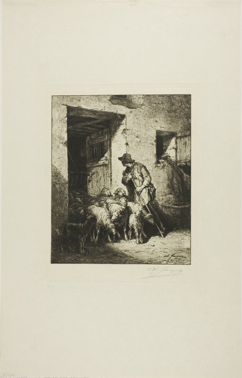 Lampaiden päästäminen ulos tekijältä Charles Emile Jacque