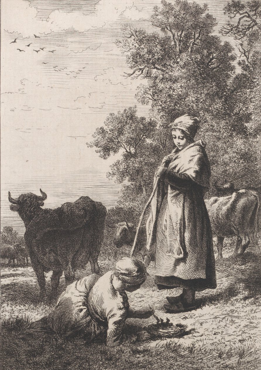Little Milkmaids, 1864. tekijältä Charles Emile Jacque
