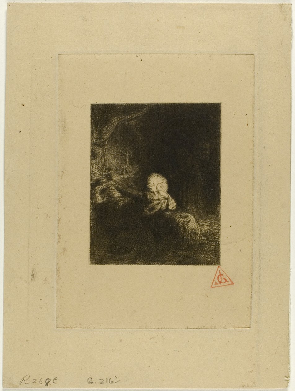 Munkki rukouksessa tekijältä Charles Emile Jacque