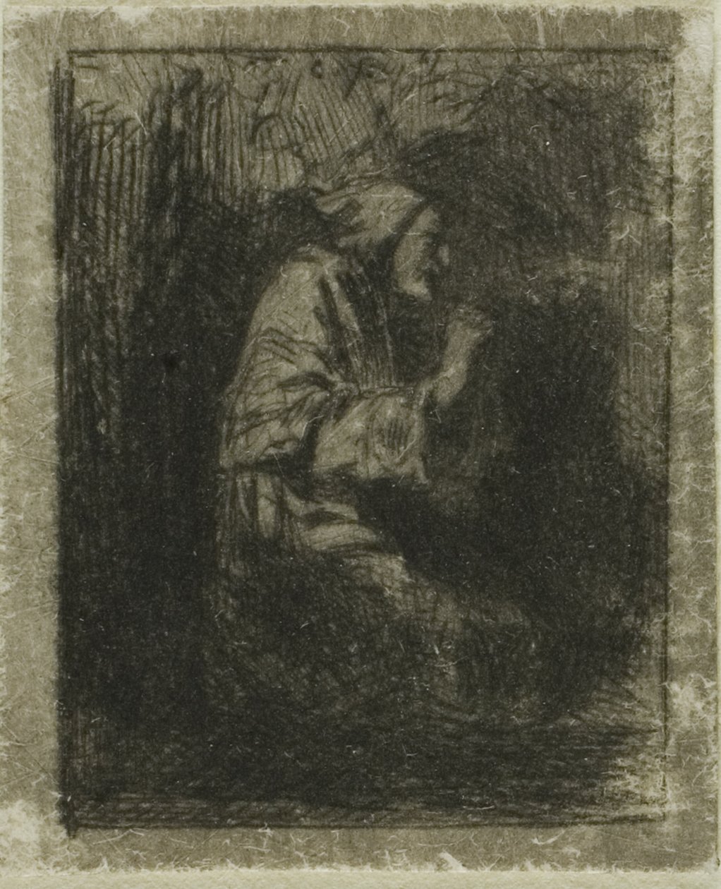 Munkki rukouksessa tekijältä Charles Emile Jacque