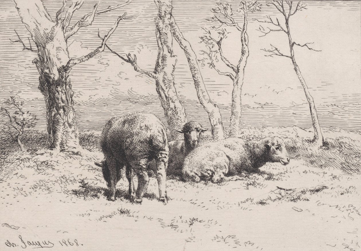 Lampaat, 1868. tekijältä Charles Emile Jacque