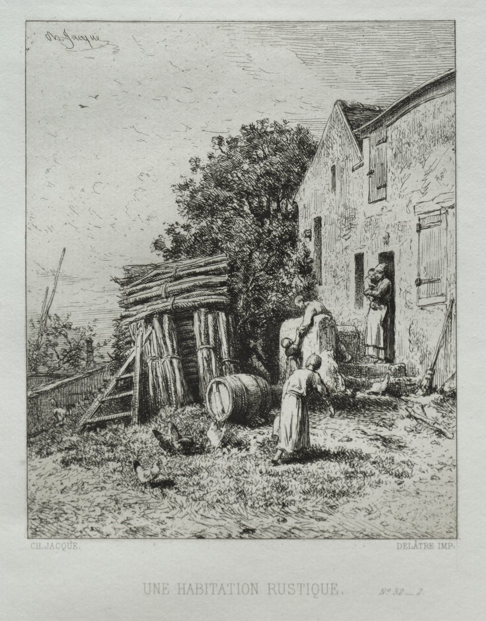 Maalaismainen talo tekijältä Charles Emile Jacque