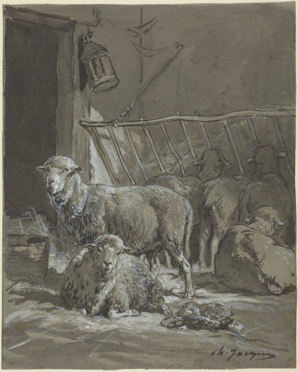 Lampaita seimen äärellä tekijältä Charles Emile Jacque