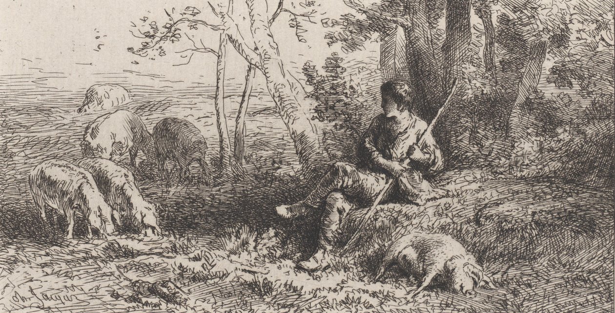 Pieni sikalauma, 1864. tekijältä Charles Emile Jacque