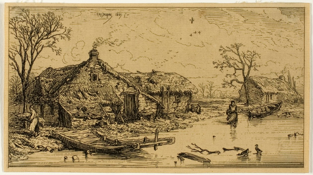 Jäätynyt lampi tekijältä Charles Emile Jacque