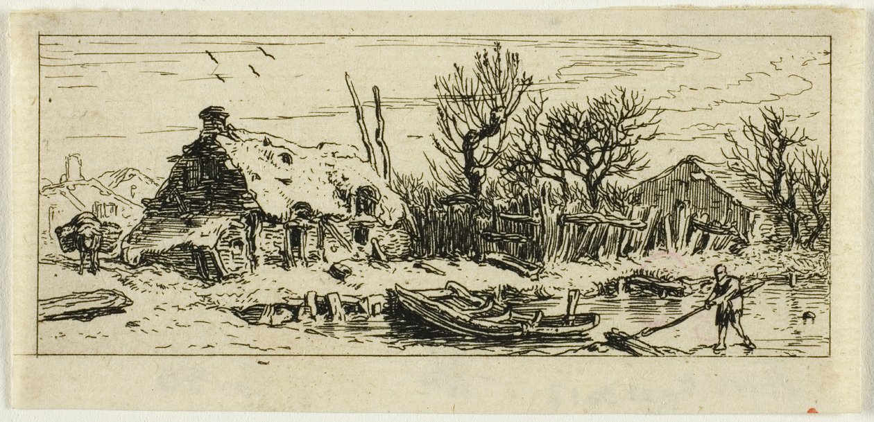 Frozen Pond, pieni lautanen tekijältä Charles Emile Jacque