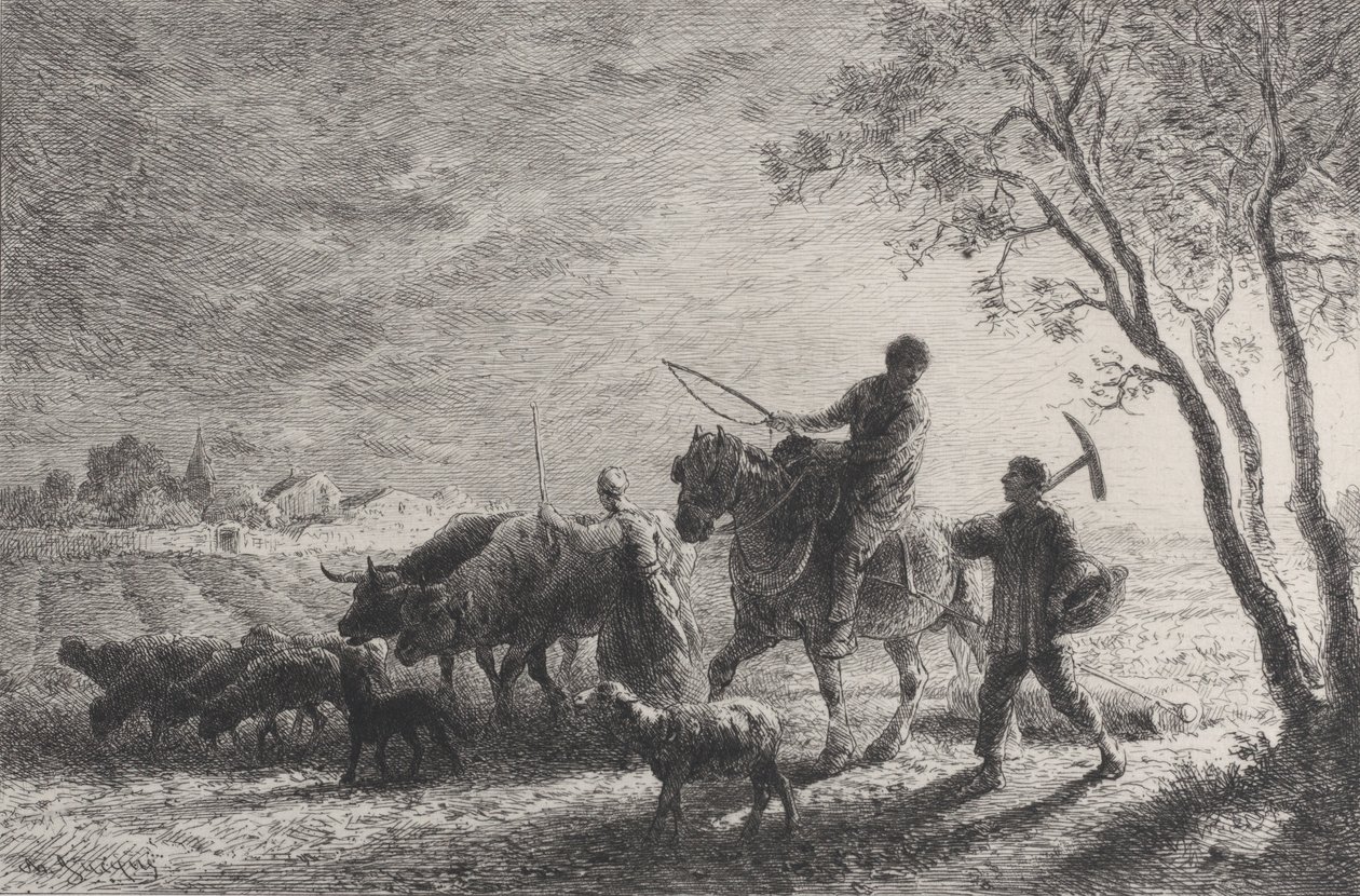 Paluu pelloilta, 1865. tekijältä Charles Emile Jacque