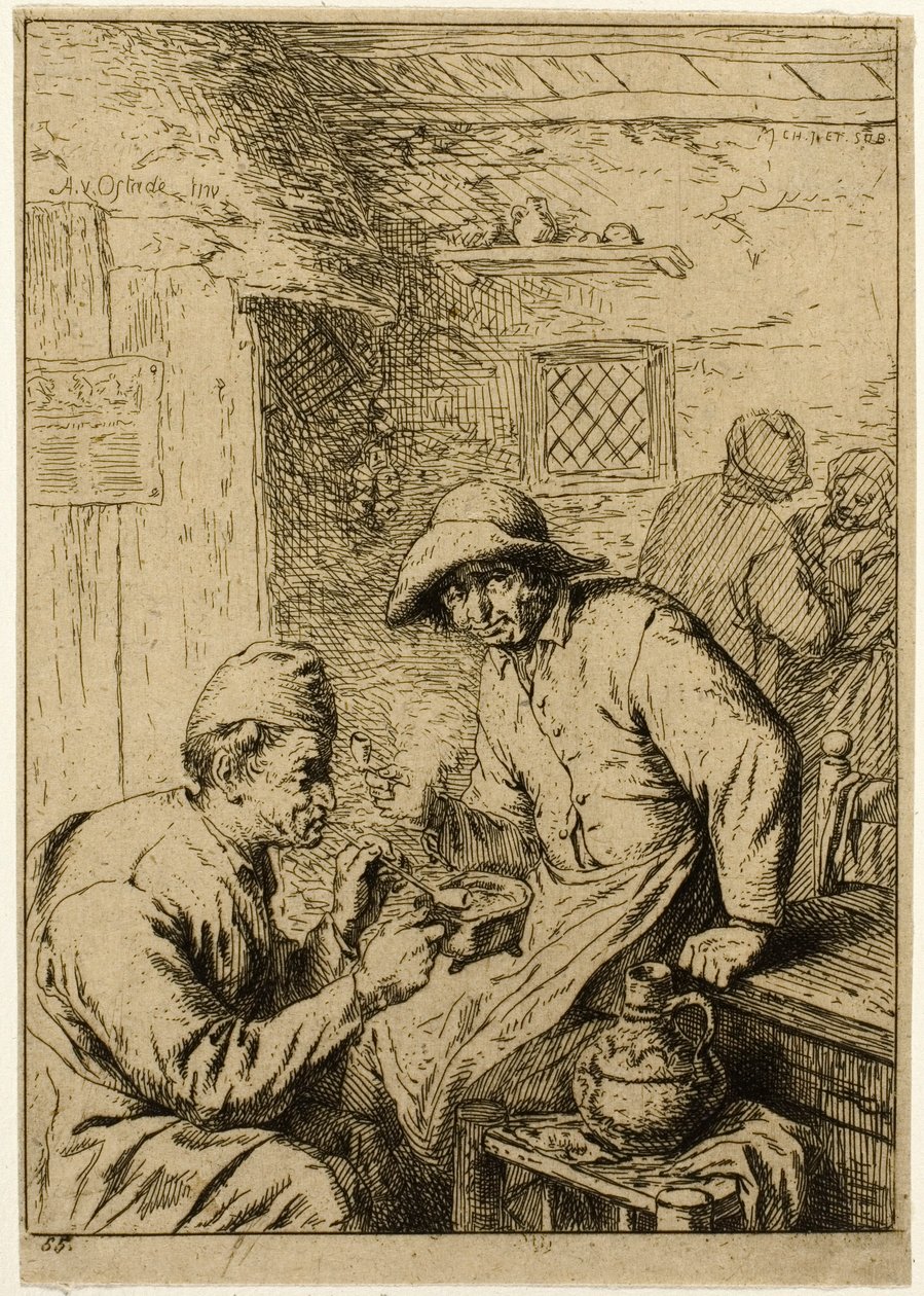 Kaksi tupakoitsijaa tekijältä Charles Emile Jacque