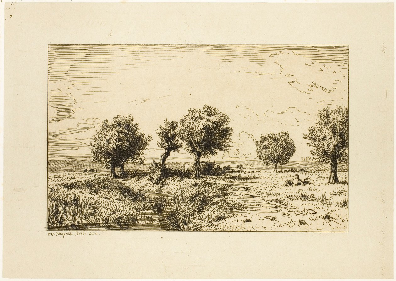 Pajuja maisemassa tekijältä Charles Emile Jacque