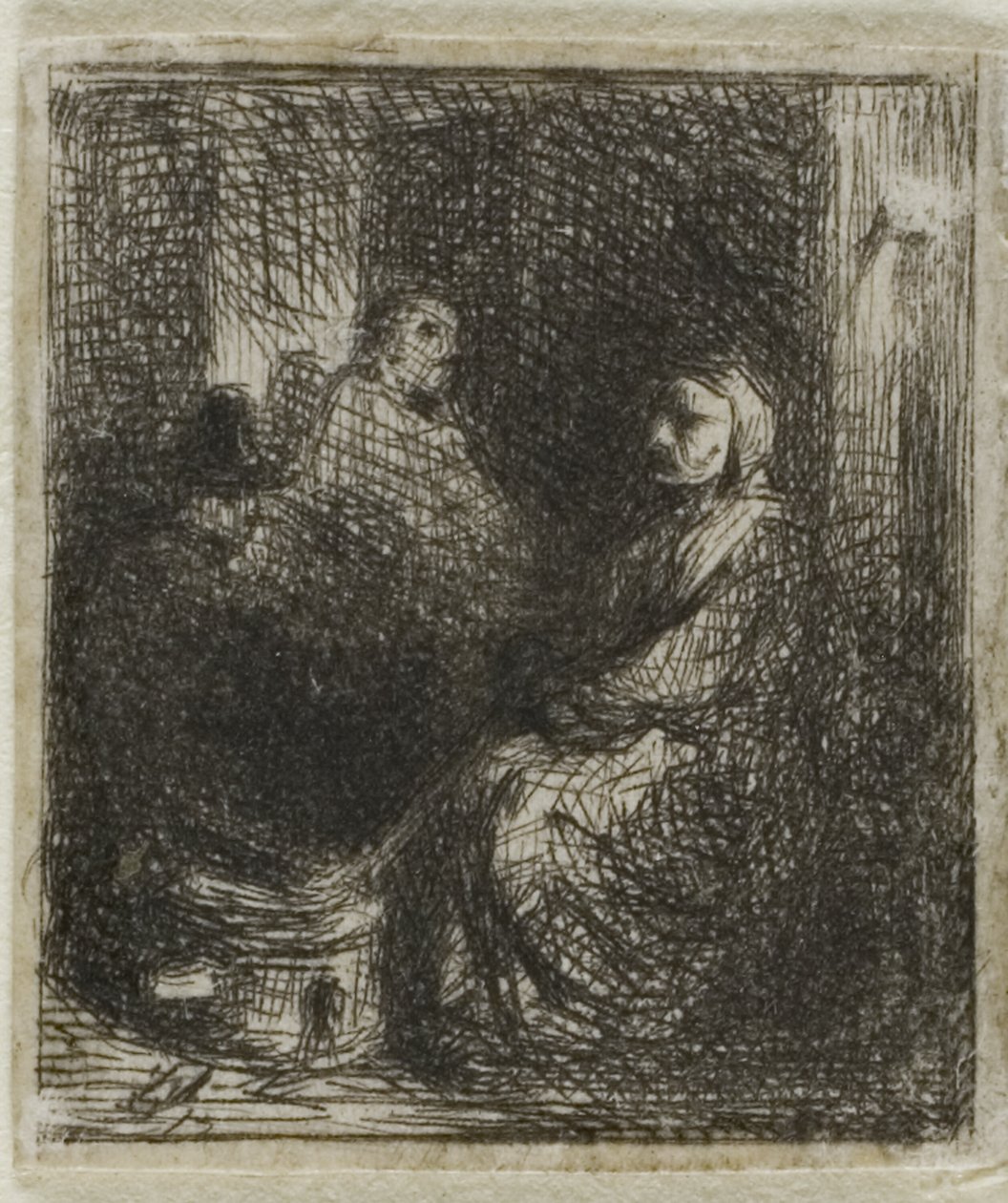 Nainen myy paistettua ruokaa tekijältä Charles Emile Jacque