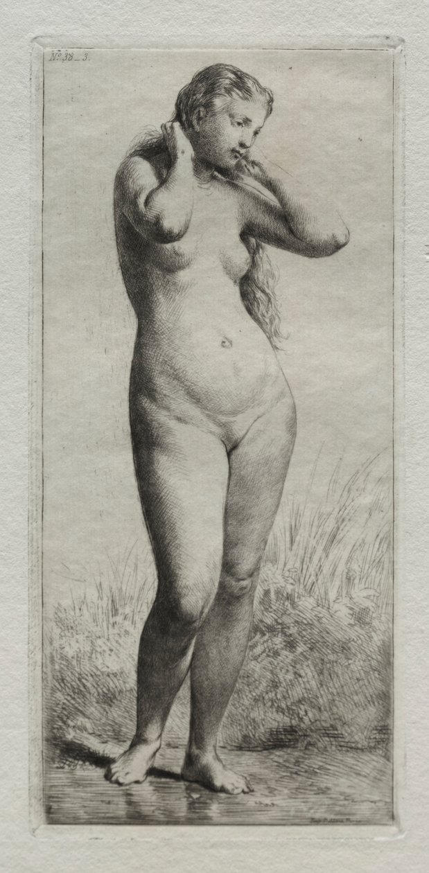 Nuori nainen uimassa. tekijältä Charles Emile Jacque