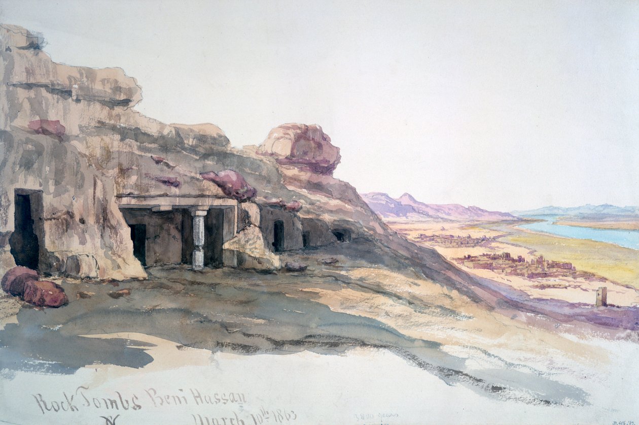 Rock Tombs, Beni Hassan, 10. maaliskuuta 1863, Egypti, 1863 tekijältä Charles Émile de Tournemine