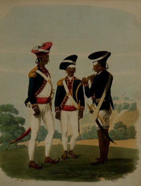Gurcasear Corpsin upseerit ja sotamies, Madras, 