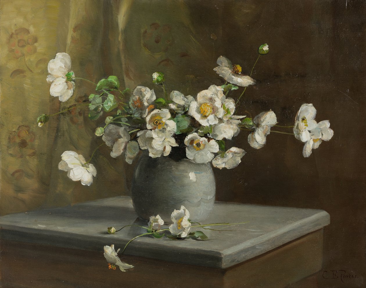 Kukkaasetelma, n. 1880-1890 (öljy kankaalle) tekijältä Charles Ethan Porter