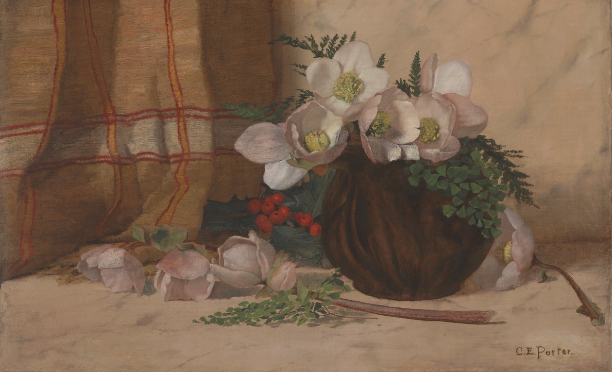 Asetelma ruusujen kanssa, n. 1885-87. tekijältä Charles Ethan Porter