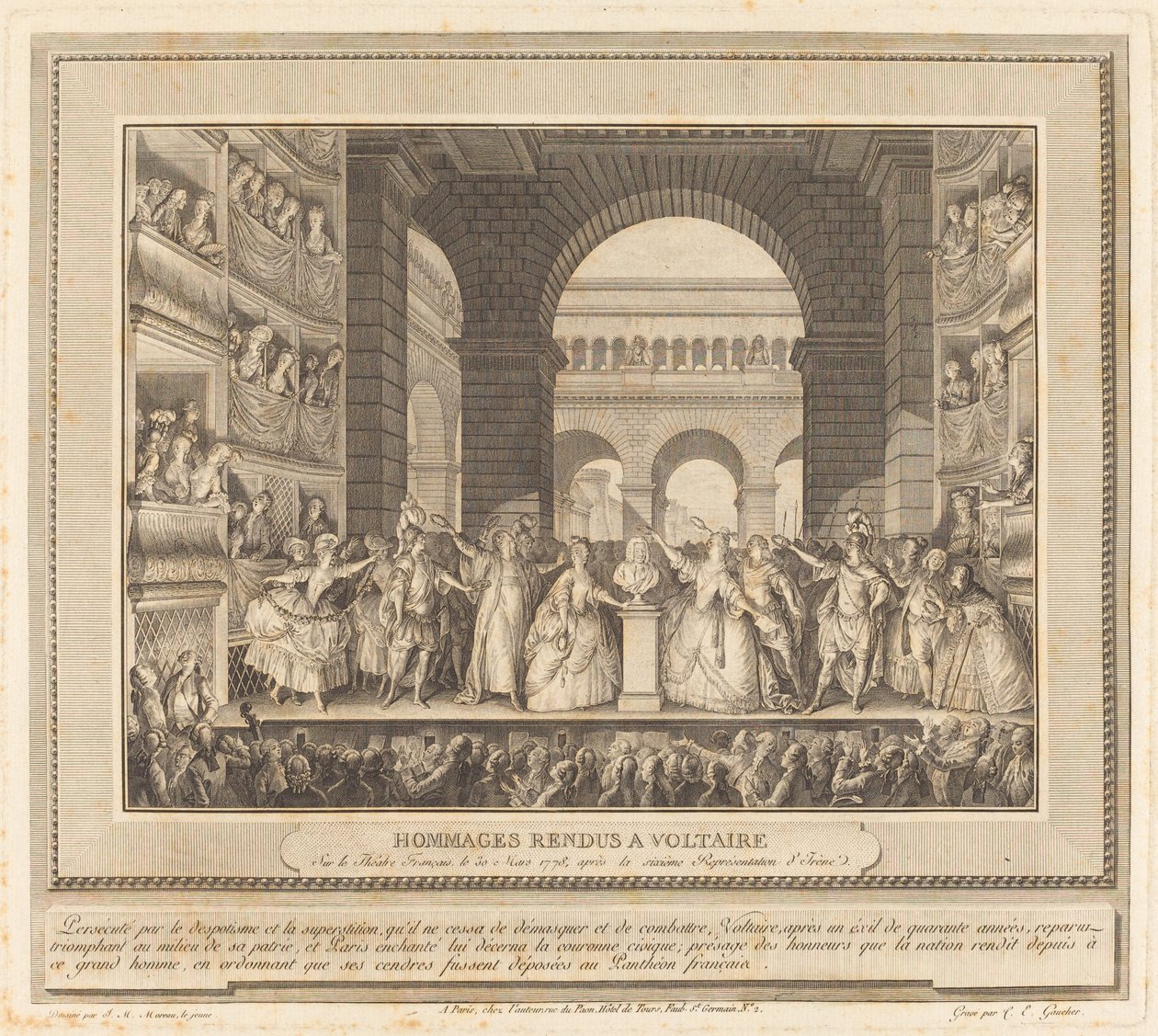 Coronació de Voltaire (La coronació de Voltaire) finlandès tekijältä Charles Etienne Gaucher after Jean Michel Moreau