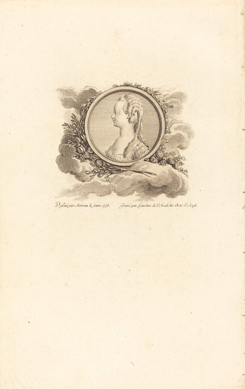 Marie Antoinette tekijältä Charles Etienne Gaucher after Jean Michel Moreau